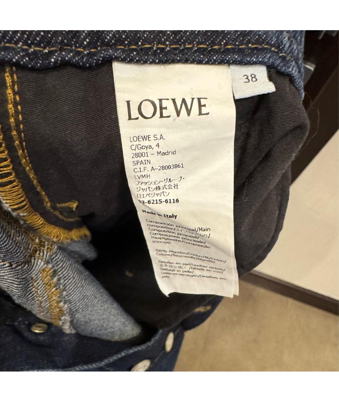 LOEWE Темно-синие хлопковые прямые джинсы, фото 4