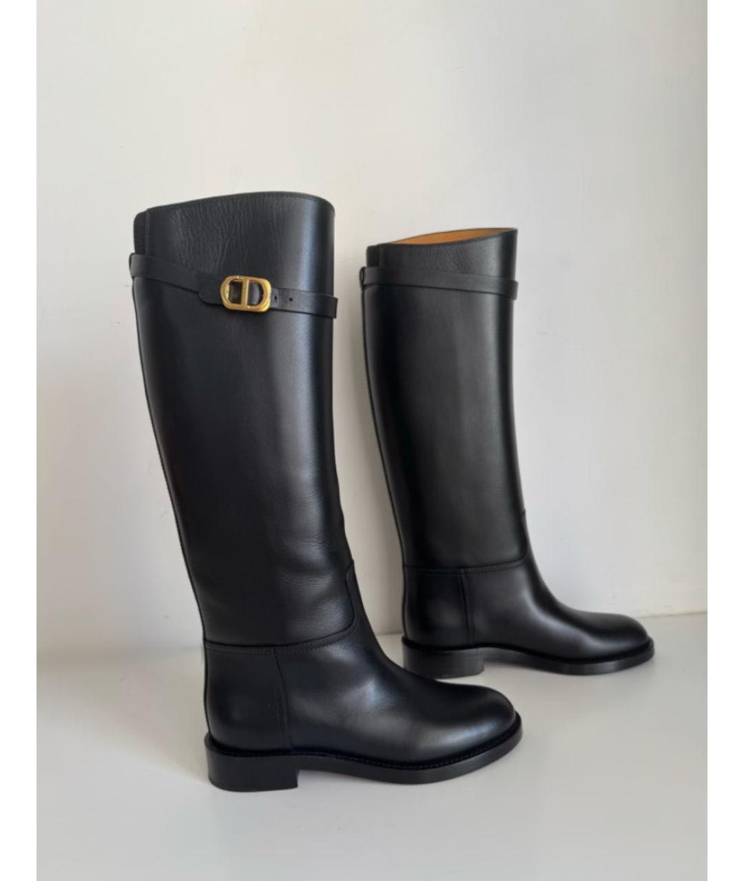 CHRISTIAN DIOR Черные кожаные сапоги, фото 5