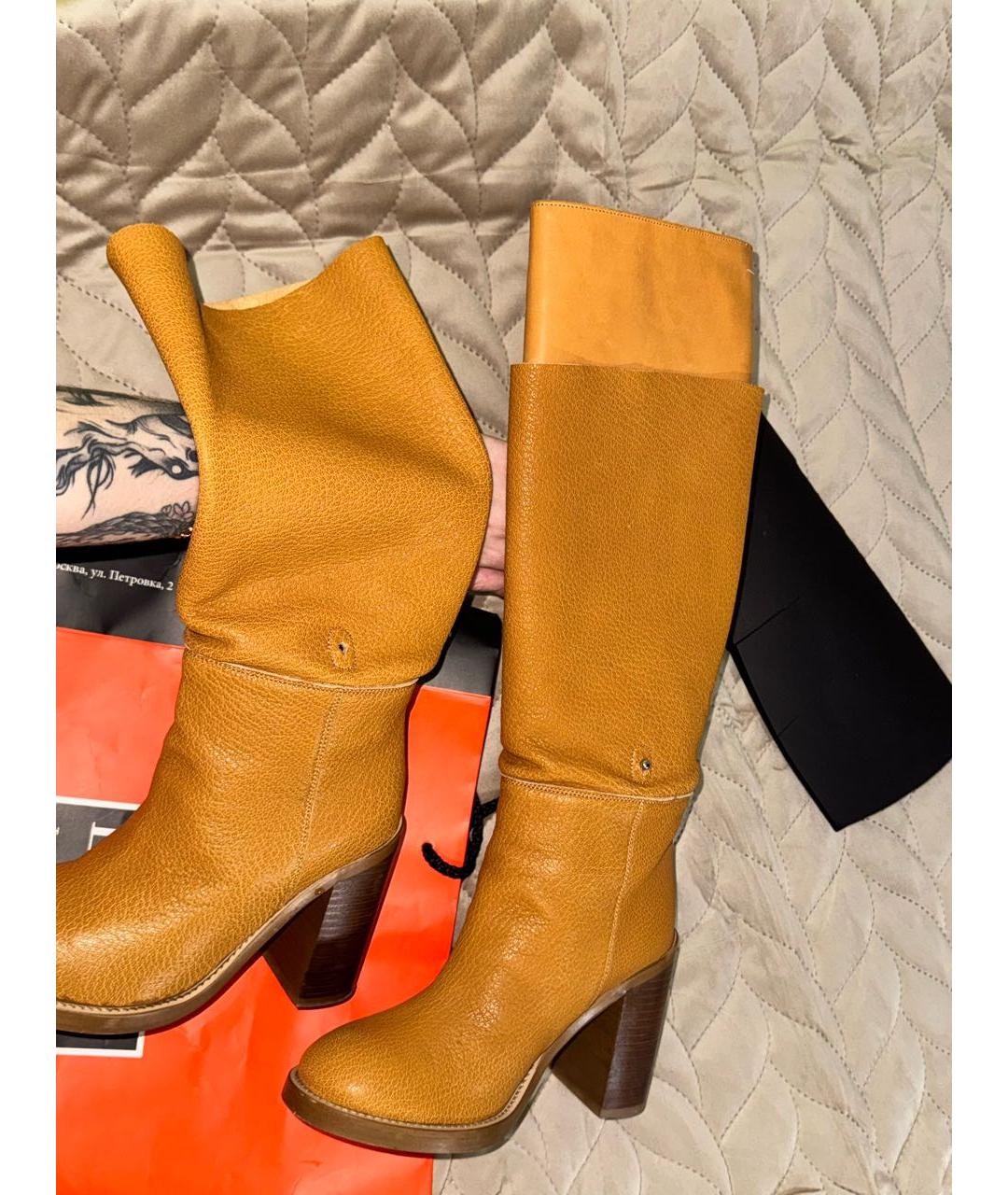 MM6 MAISON MARGIELA Оранжевое кожаные сапоги, фото 2