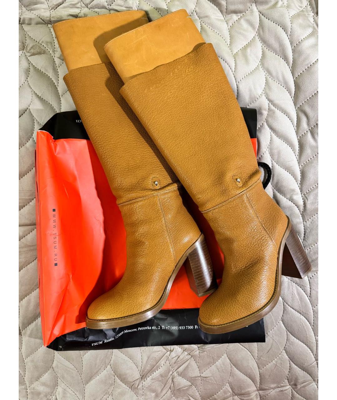 MM6 MAISON MARGIELA Оранжевое кожаные сапоги, фото 9