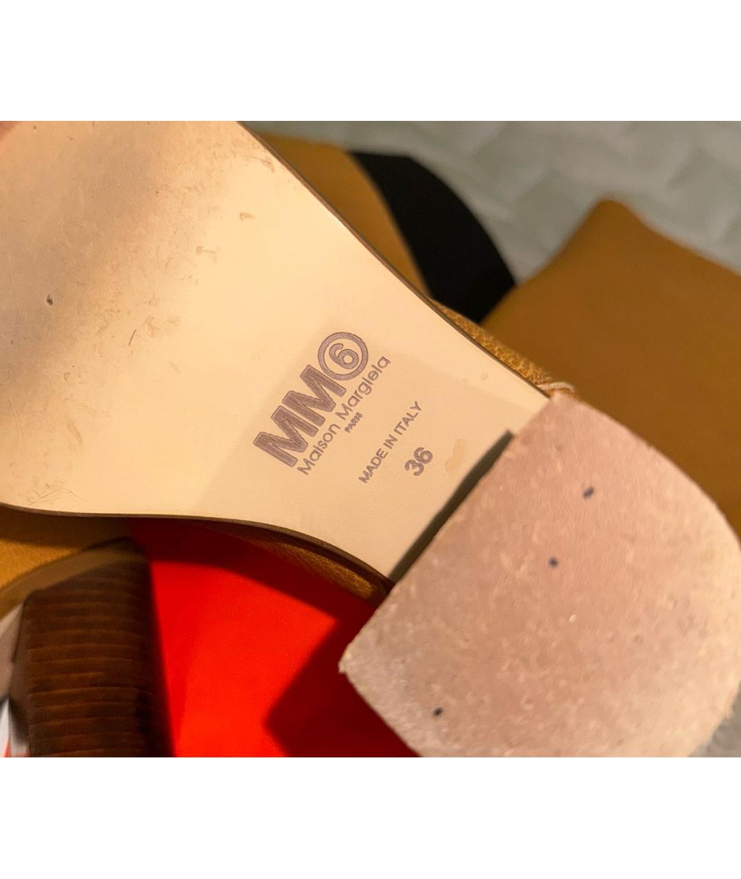 MM6 MAISON MARGIELA Оранжевое кожаные сапоги, фото 6