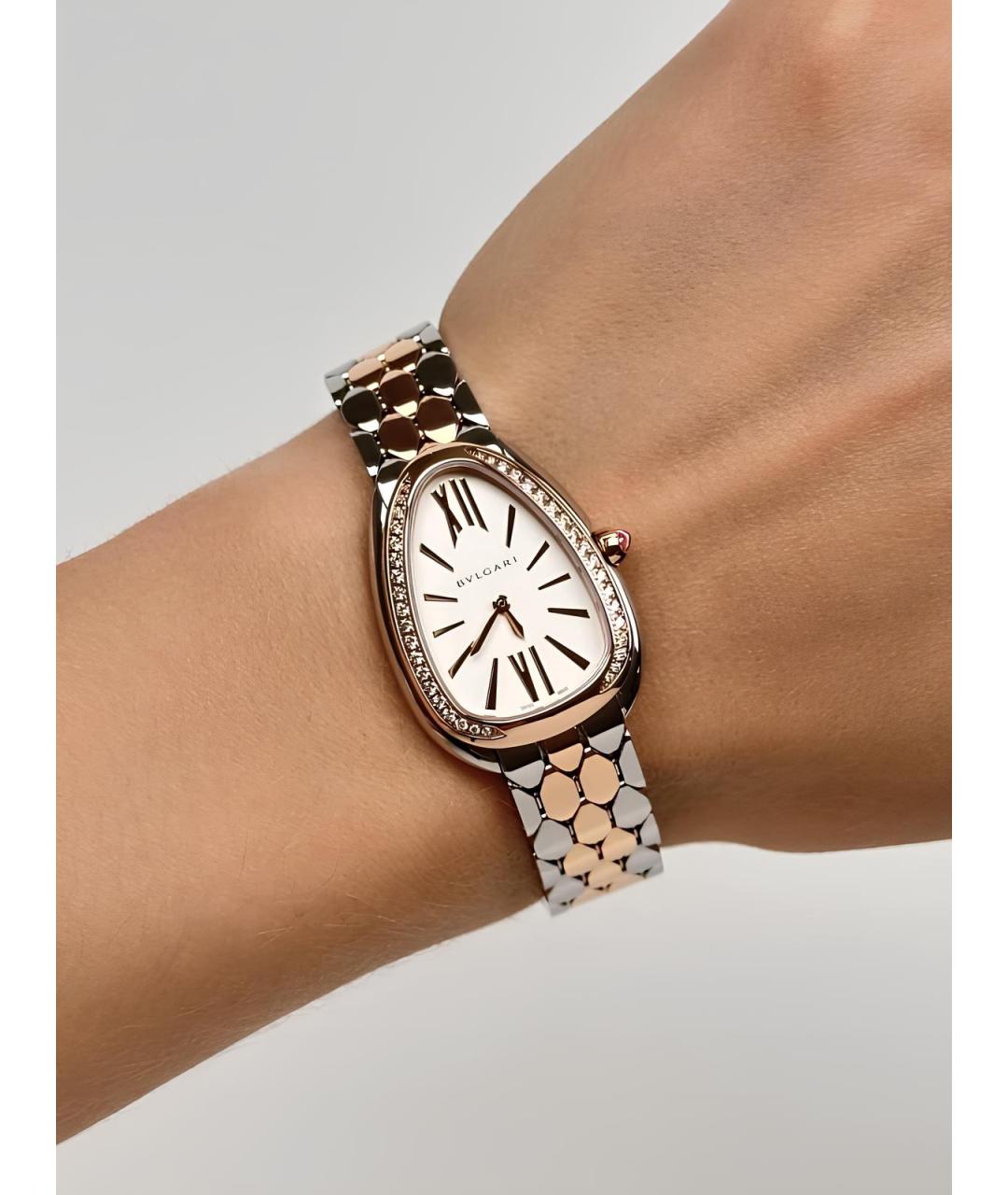 BVLGARI Белые часы из желтого золота, фото 6