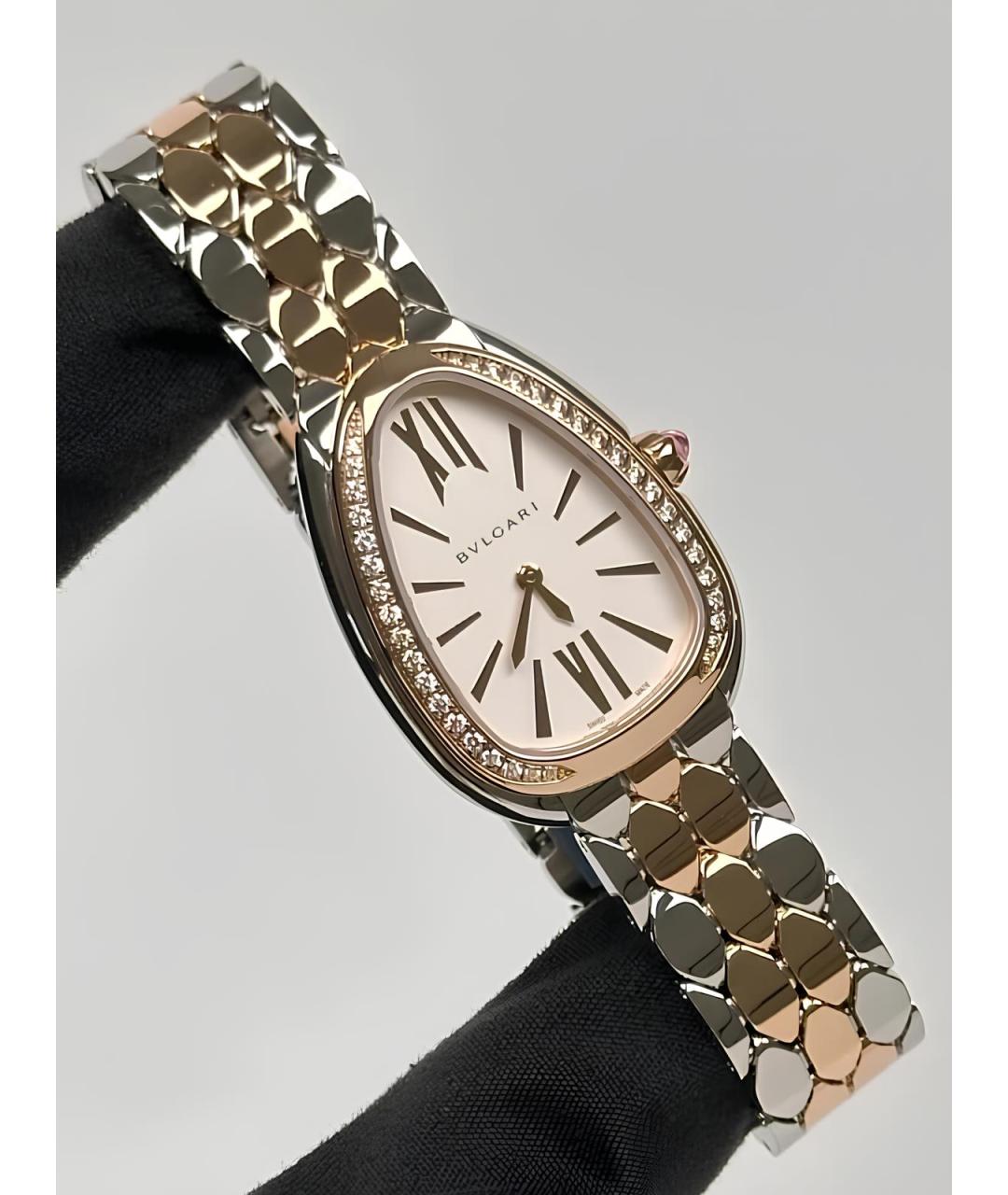 BVLGARI Белые часы из желтого золота, фото 2