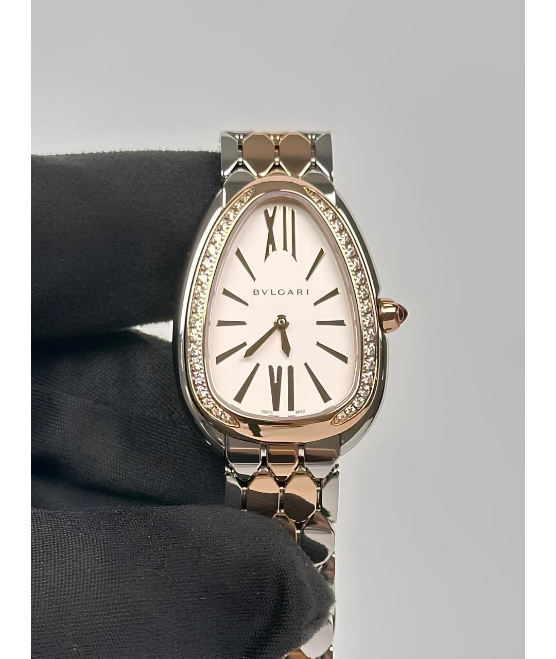 BVLGARI Белые часы из желтого золота, фото 3