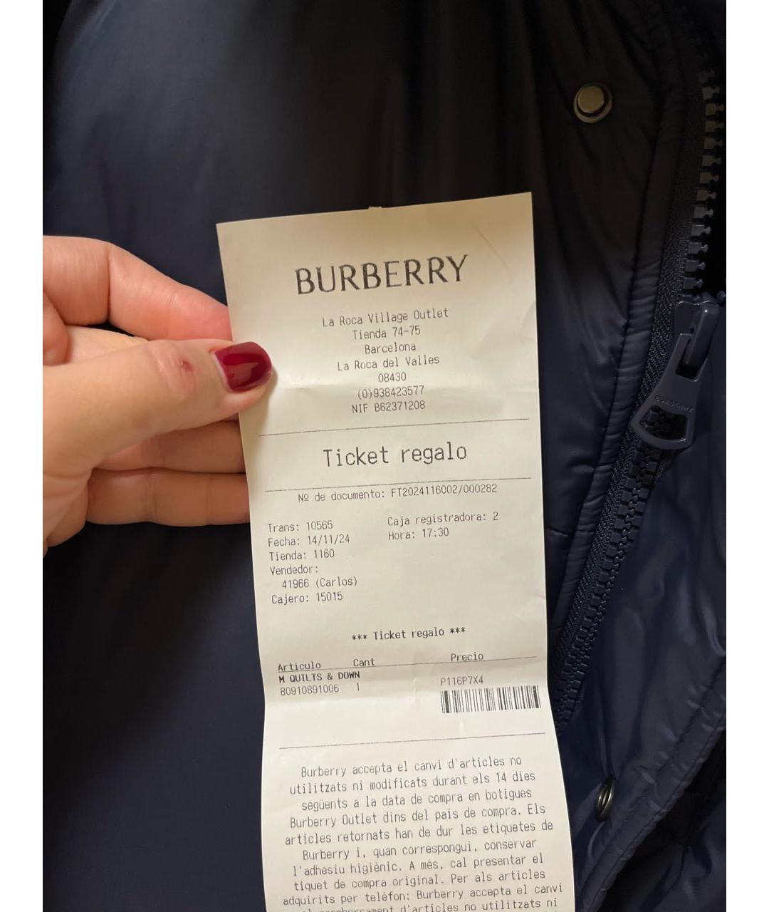 BURBERRY Темно-синий пуховик, фото 6