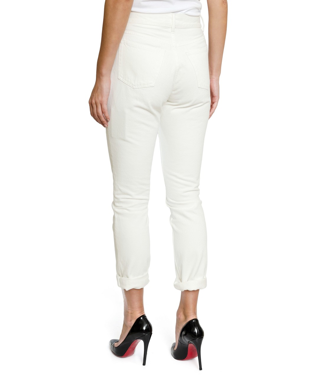 BALENCIAGA Белые хлопко-эластановые джинсы слим, фото 4