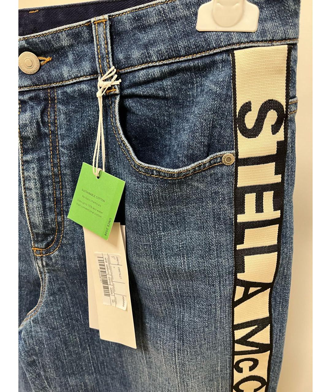 STELLA MCCARTNEY Синие хлопко-эластановые прямые джинсы, фото 4