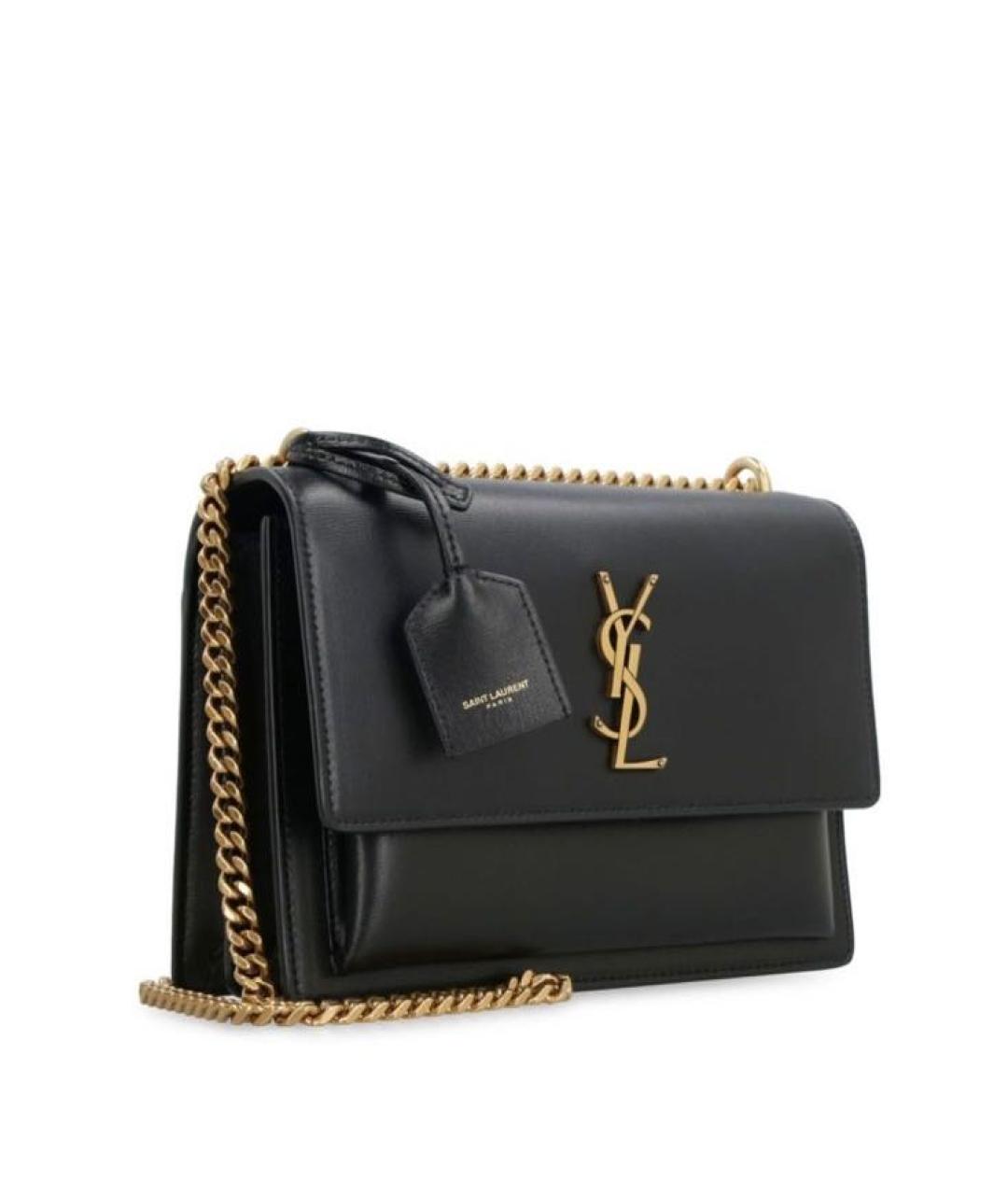 SAINT LAURENT Черная кожаная сумка через плечо, фото 2