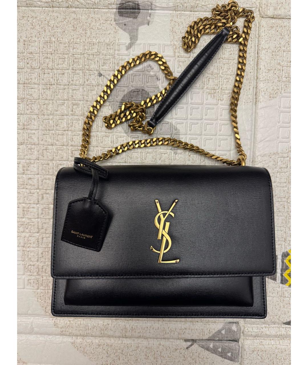 SAINT LAURENT Черная кожаная сумка через плечо, фото 5
