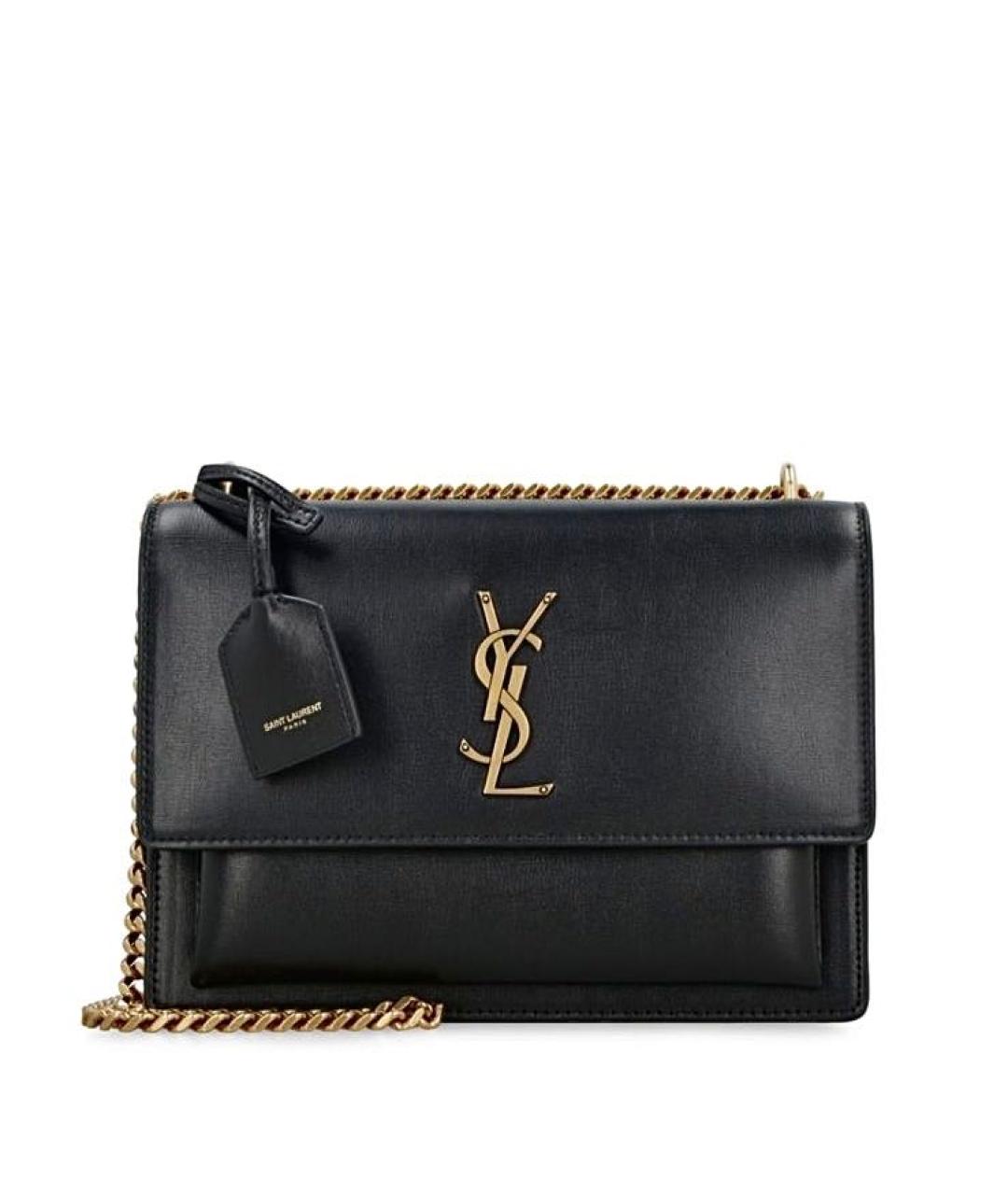 SAINT LAURENT Черная кожаная сумка через плечо, фото 1