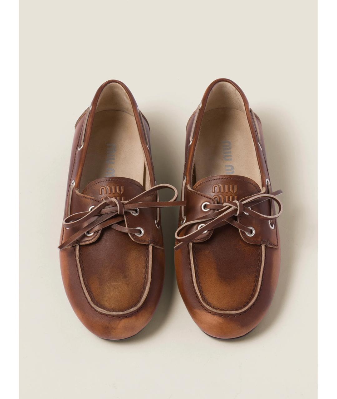 MIU MIU Коричневые кожаные лоферы, фото 3