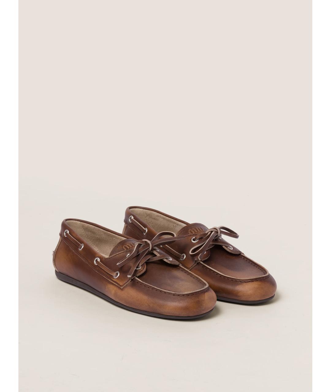 MIU MIU Коричневые кожаные лоферы, фото 2