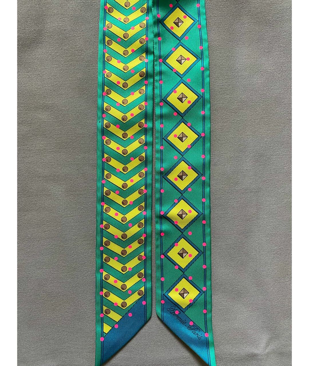 HERMES PRE-OWNED Зеленый шелковый шарф, фото 7
