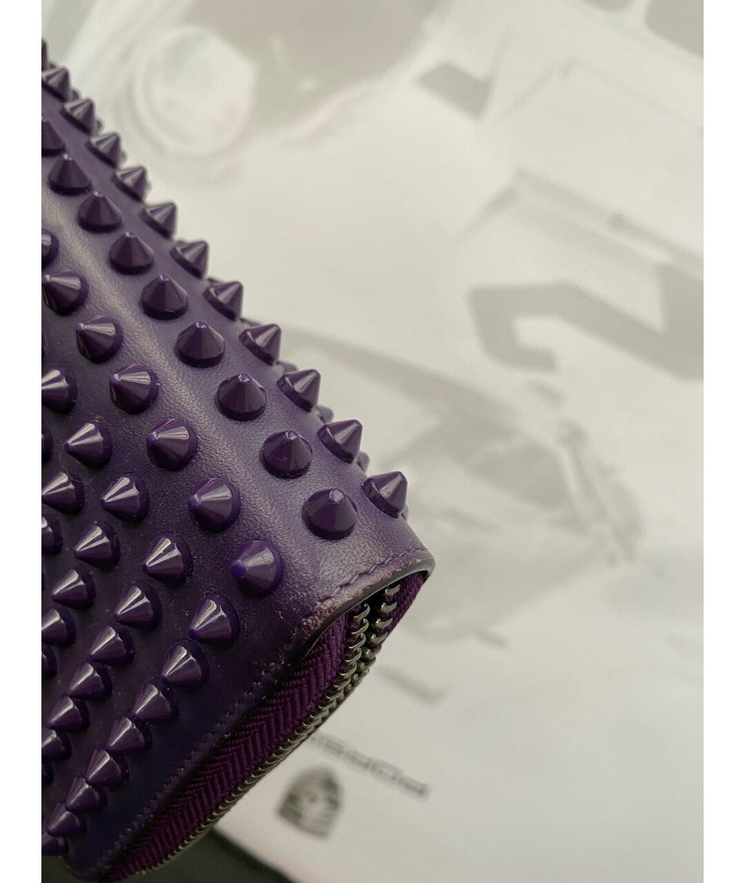 CHRISTIAN LOUBOUTIN Фиолетовый кожаный кошелек, фото 6