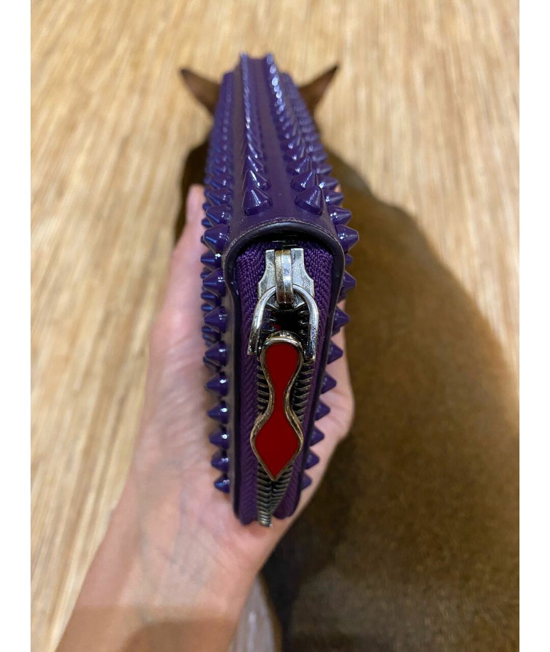CHRISTIAN LOUBOUTIN Фиолетовый кожаный кошелек, фото 5