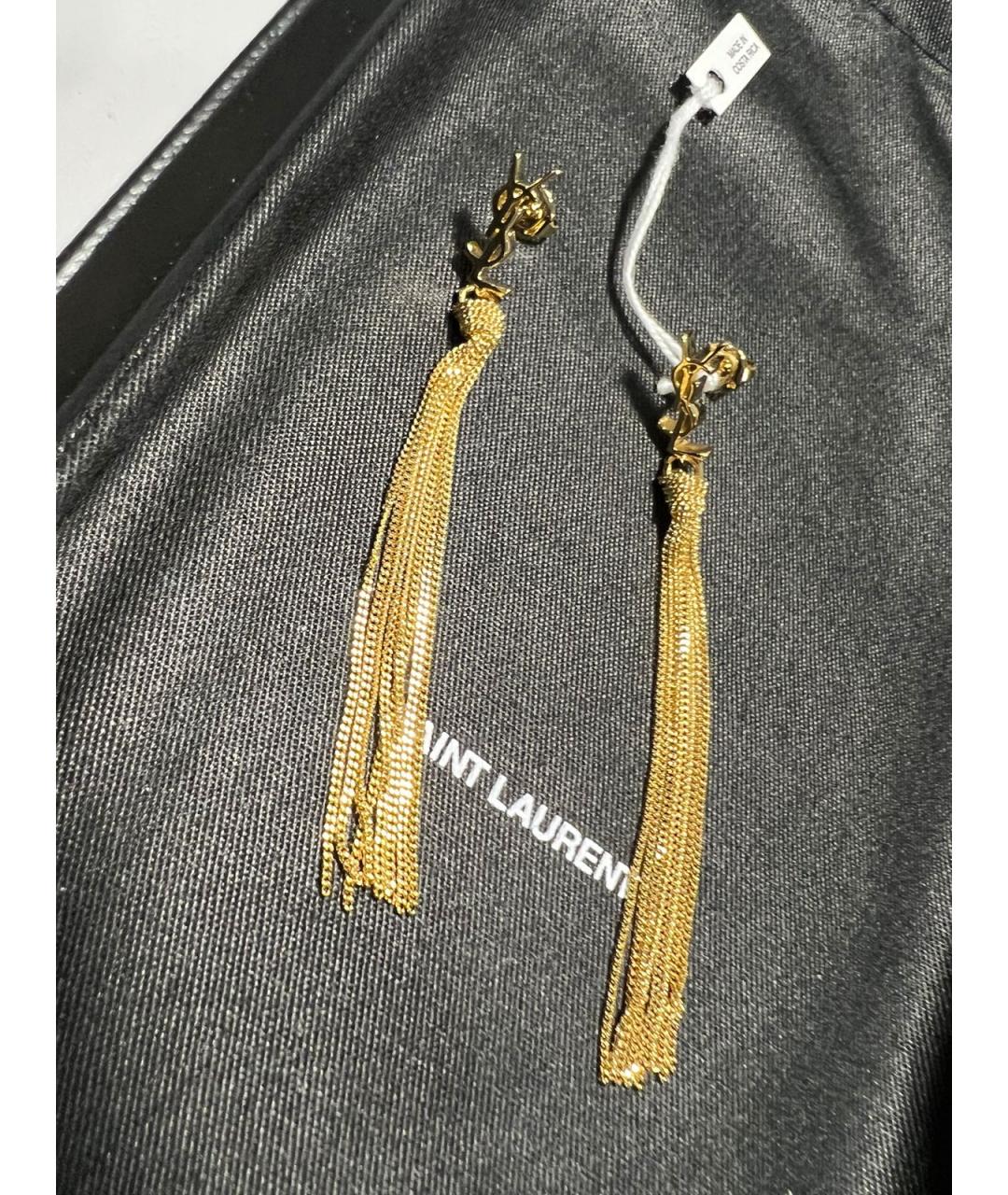 SAINT LAURENT Золотые латунные серьги, фото 3