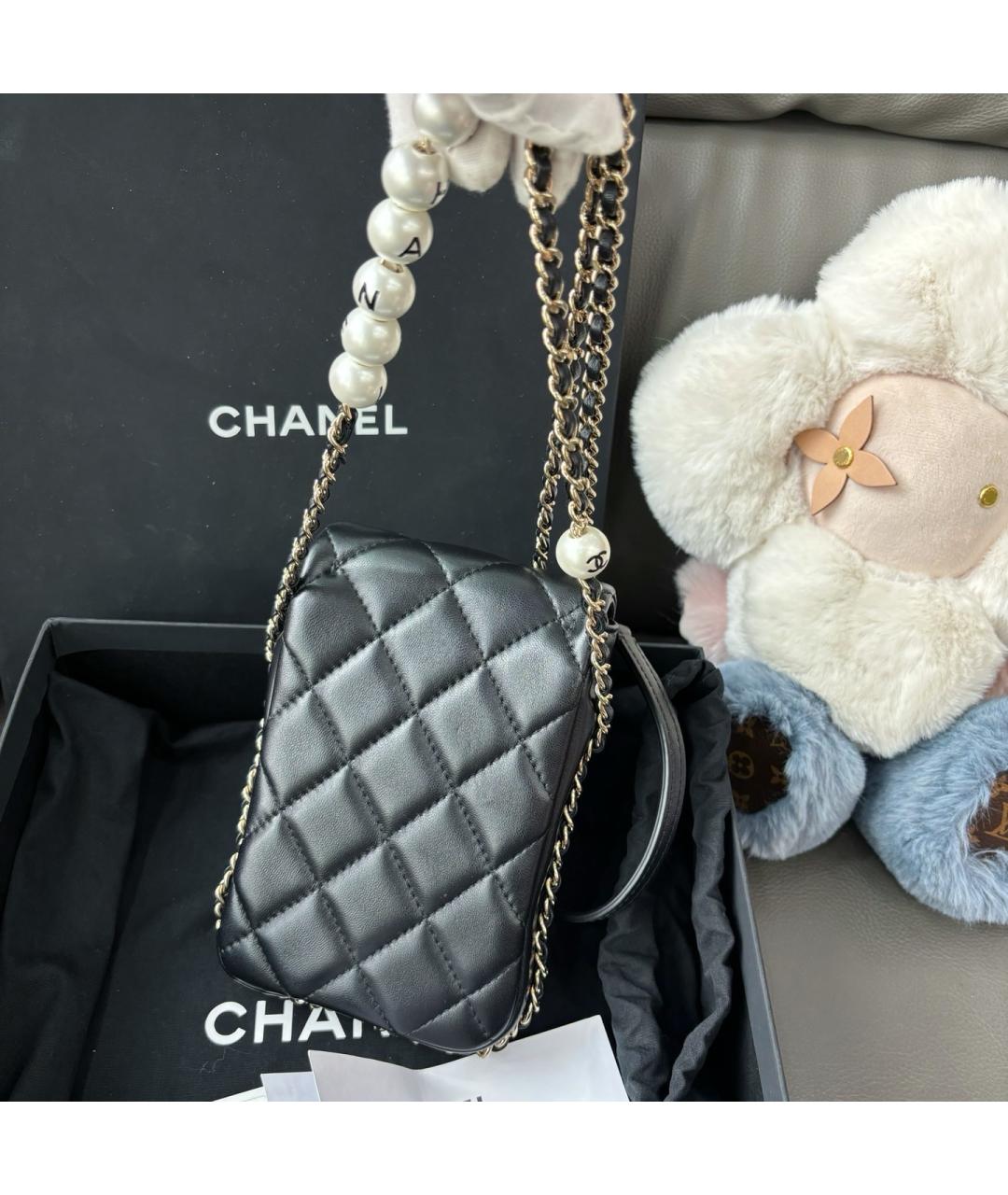 CHANEL Черная кожаная сумка через плечо, фото 4