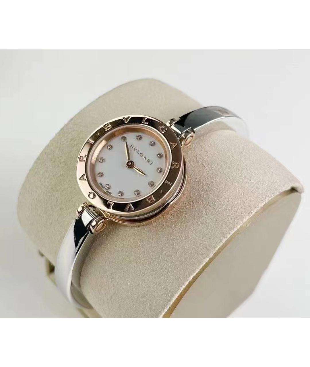BVLGARI Белые часы из розового золота, фото 4