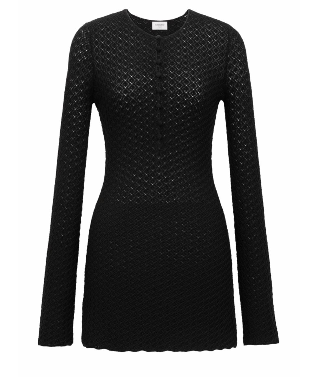 SAINT LAURENT Черное шерстяное платье, фото 1