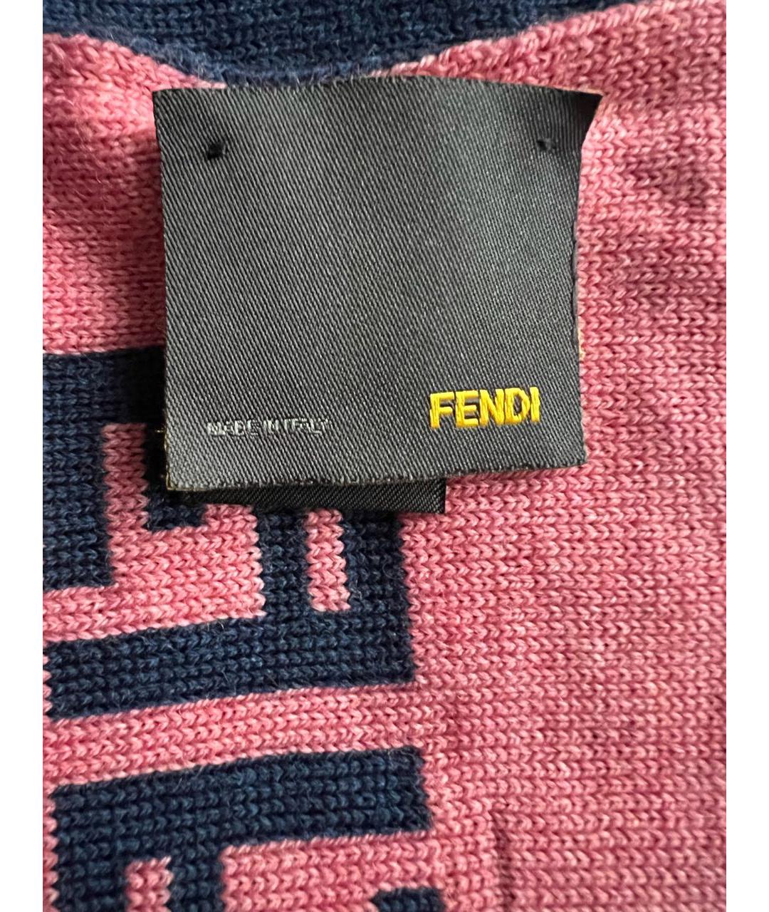 FENDI Розовый шерстяной шарф, фото 3