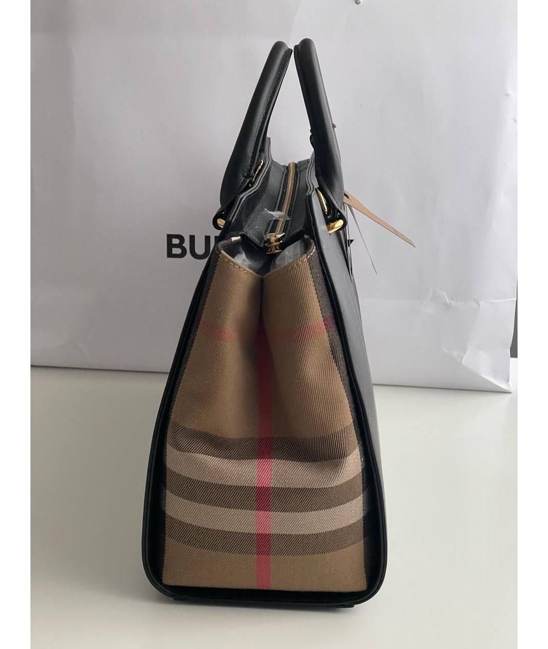 BURBERRY Черная кожаная сумка с короткими ручками, фото 8