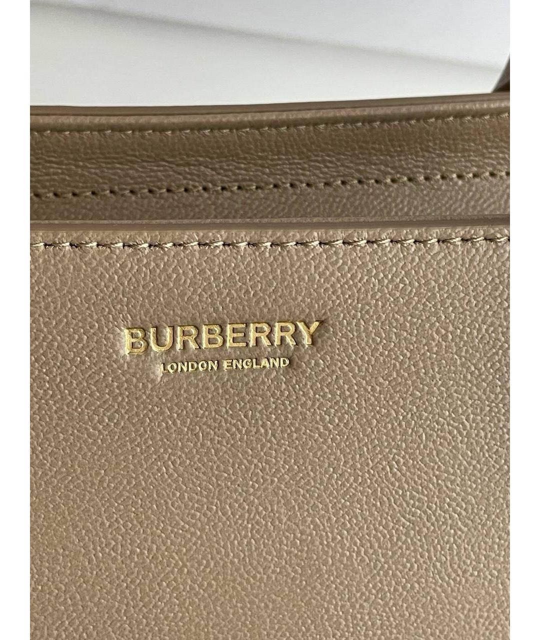 BURBERRY Бежевая кожаная сумка с короткими ручками, фото 7