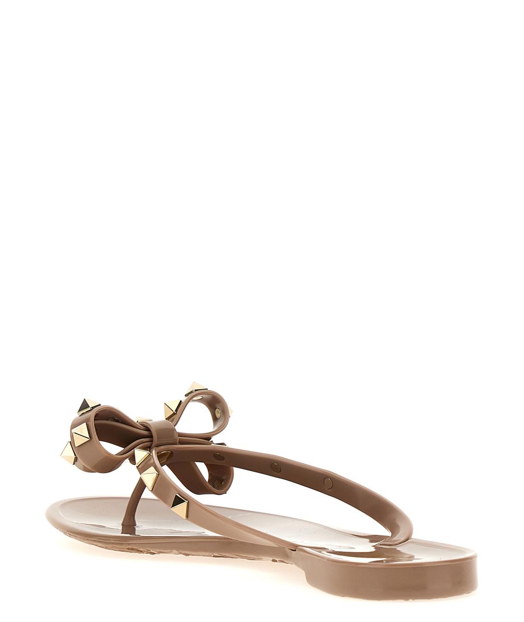 VALENTINO Бежевые синтетические шлепанцы, фото 3