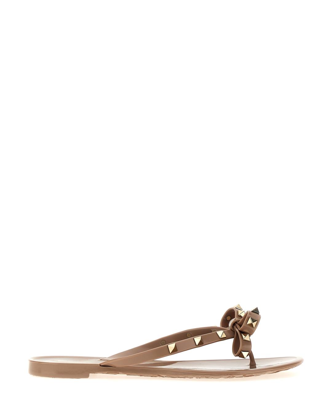 VALENTINO Бежевые синтетические шлепанцы, фото 1