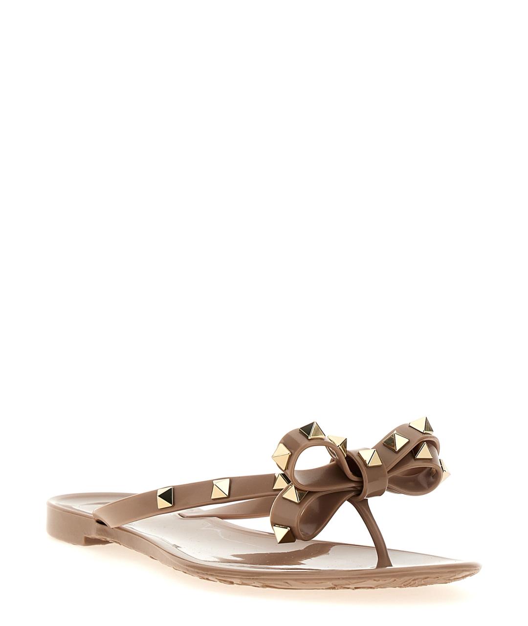 VALENTINO Бежевые синтетические шлепанцы, фото 2