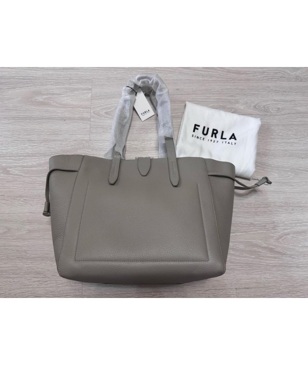 FURLA Серая кожаная сумка тоут, фото 3