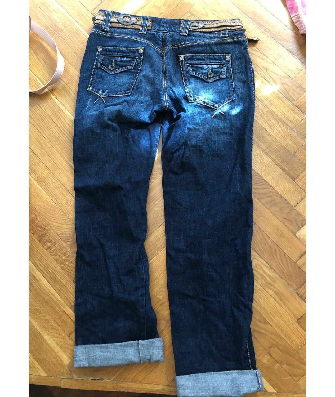 ERMANNO SCERVINO Синие хлопковые прямые джинсы, фото 4