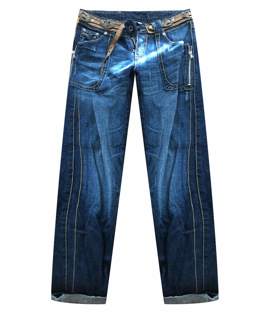 ERMANNO SCERVINO Синие хлопковые прямые джинсы, фото 1