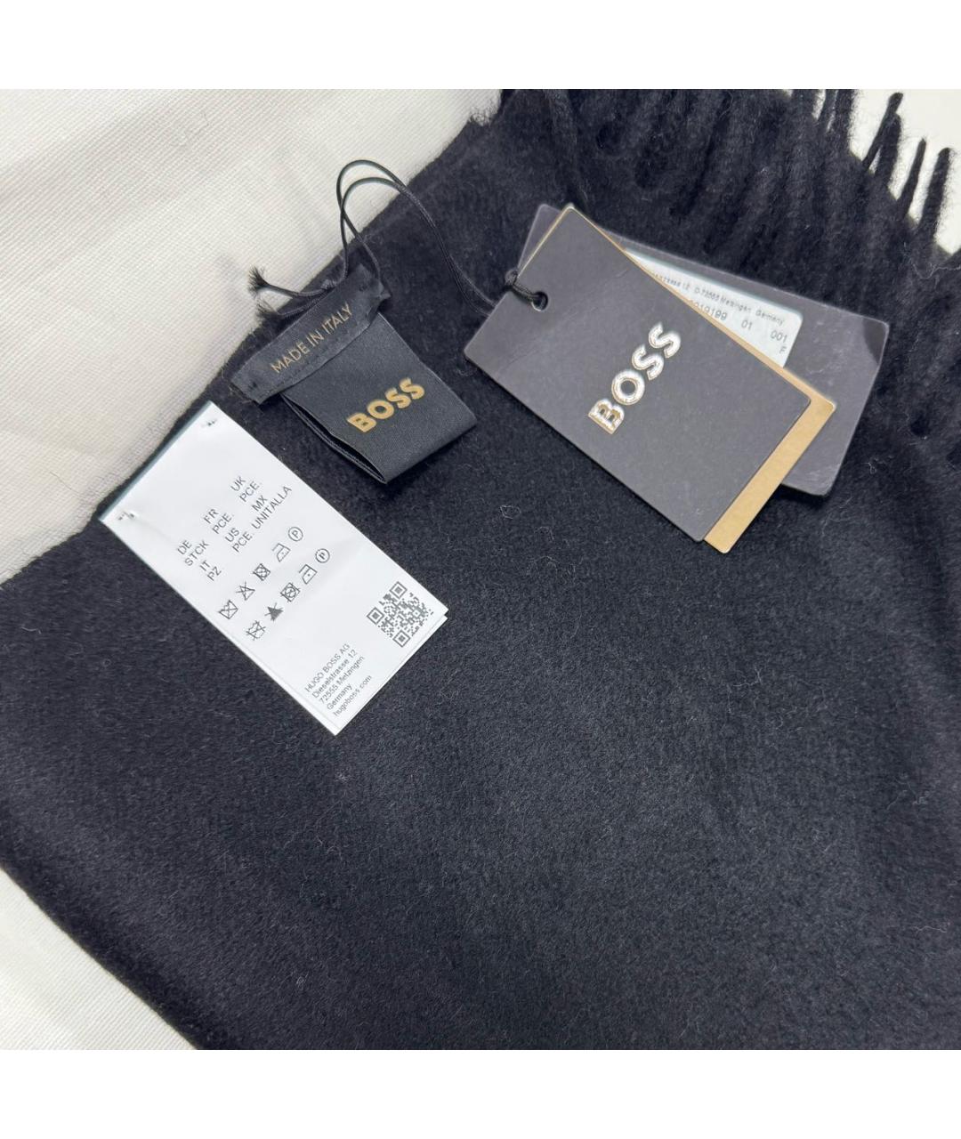 HUGO BOSS Черный кашемировый шарф, фото 4