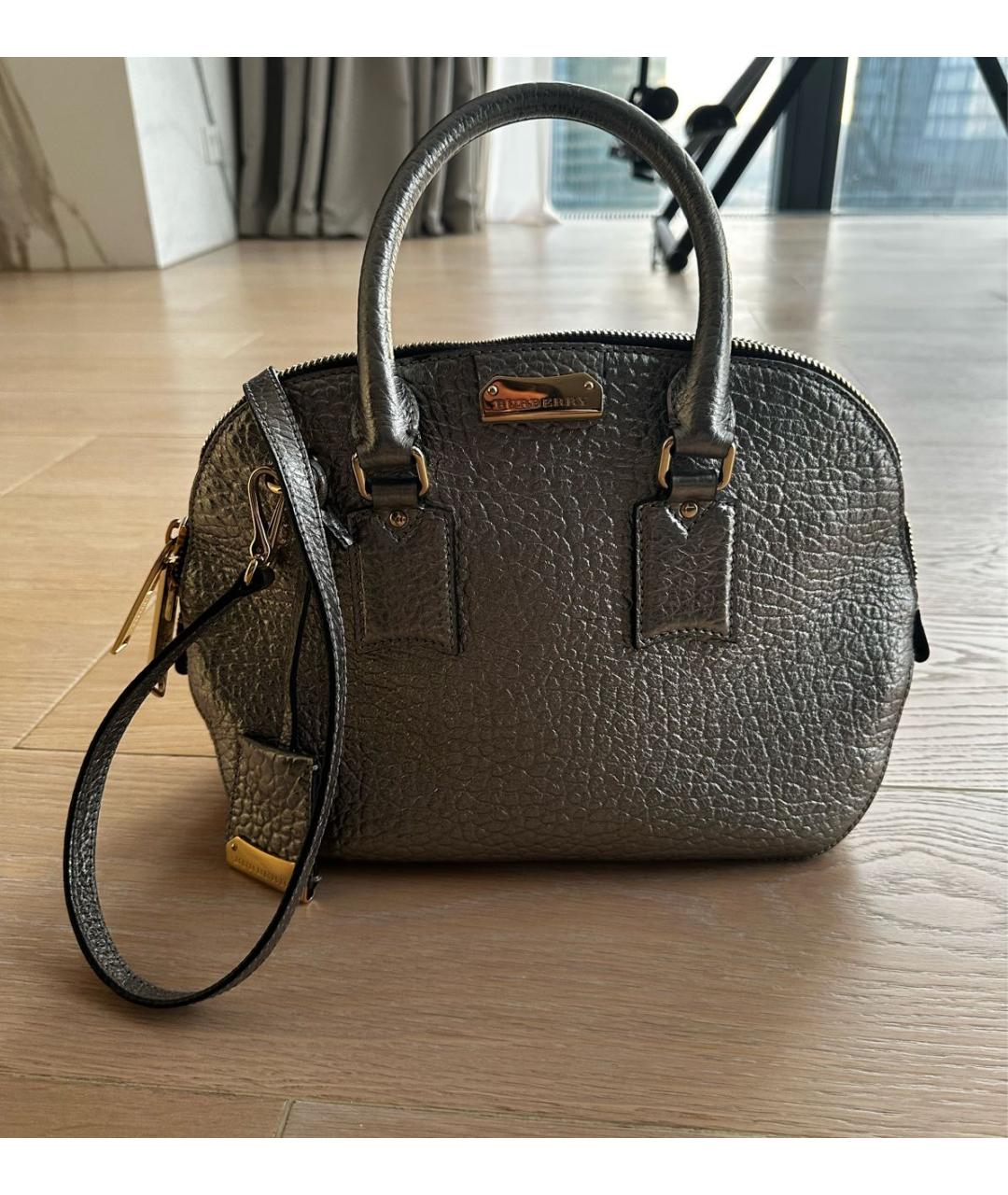 BURBERRY Бежевая кожаная сумка с короткими ручками, фото 5