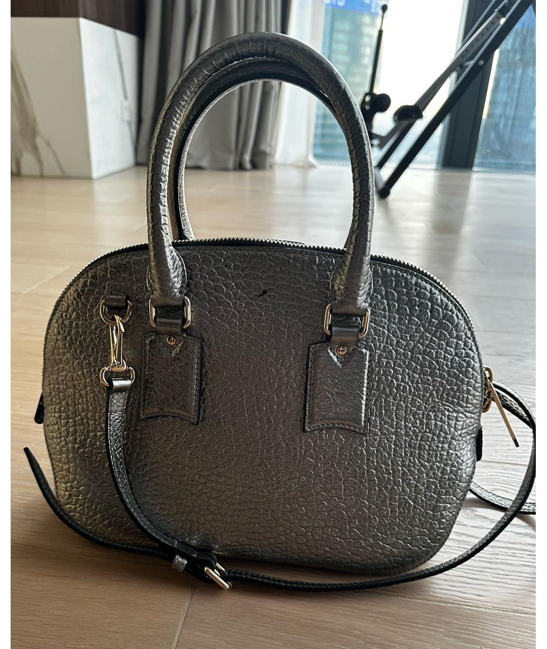 BURBERRY Бежевая кожаная сумка с короткими ручками, фото 3
