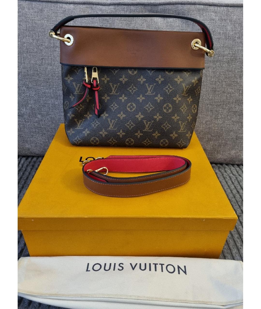 LOUIS VUITTON Коричневая кожаная сумка через плечо, фото 3