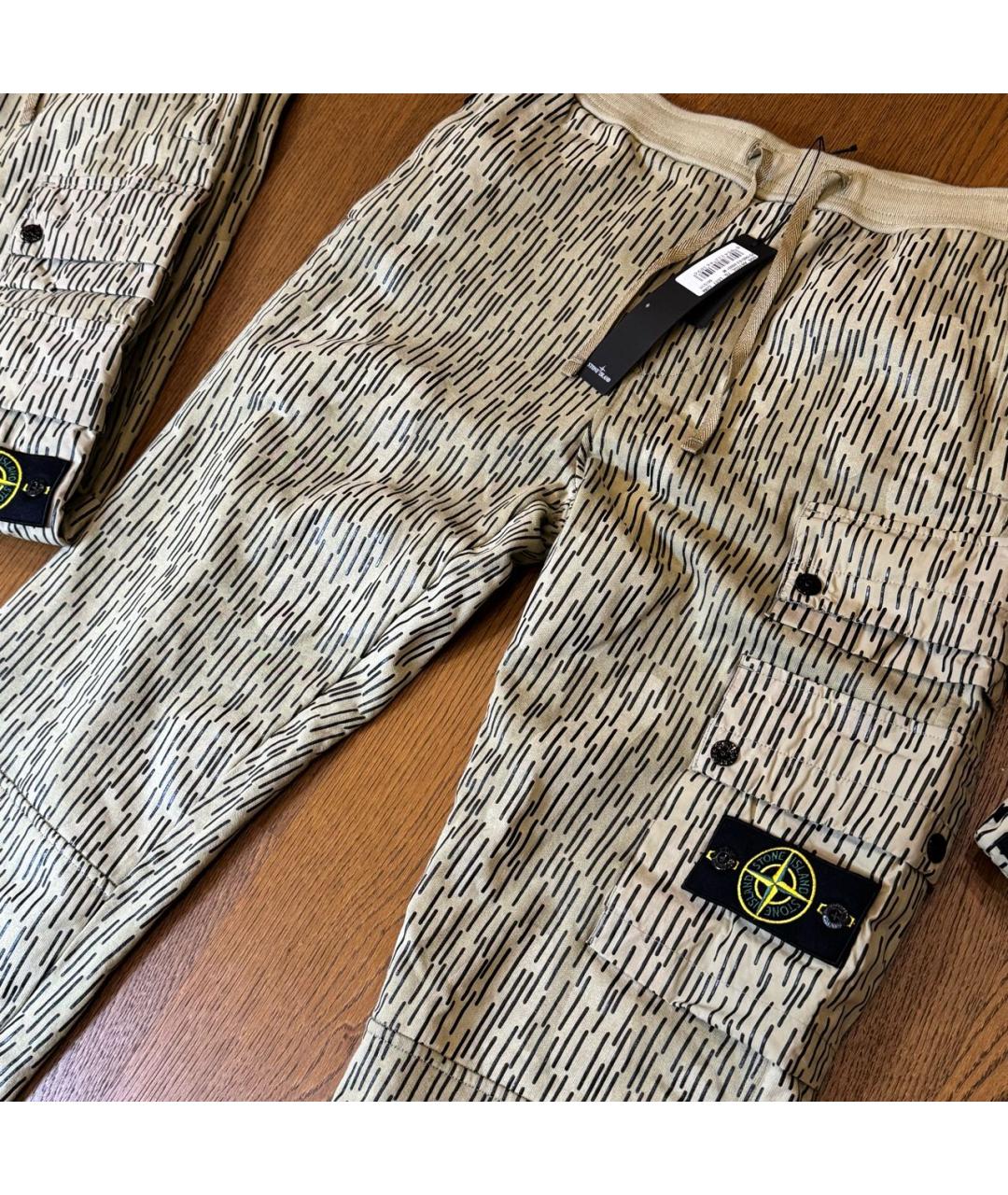 STONE ISLAND Бежевые хлопковые повседневные брюки, фото 4