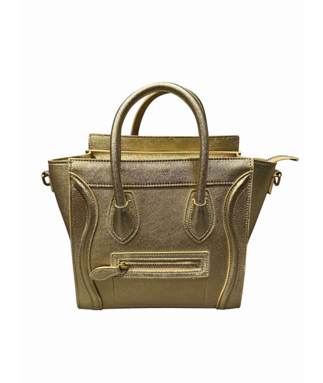 CELINE Золотая кожаная сумка с короткими ручками, фото 1