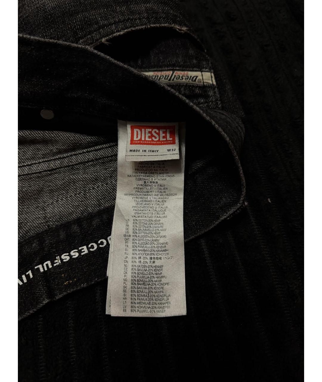 DIESEL Антрацитовые хлопковые прямые джинсы, фото 4