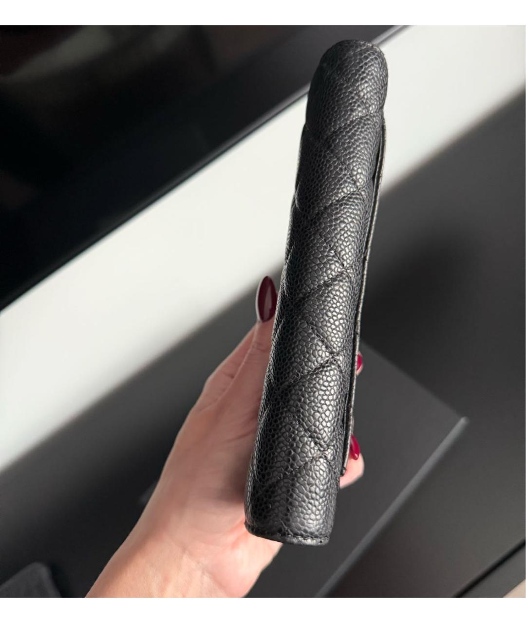 CHANEL Черный кожаный кошелек, фото 4
