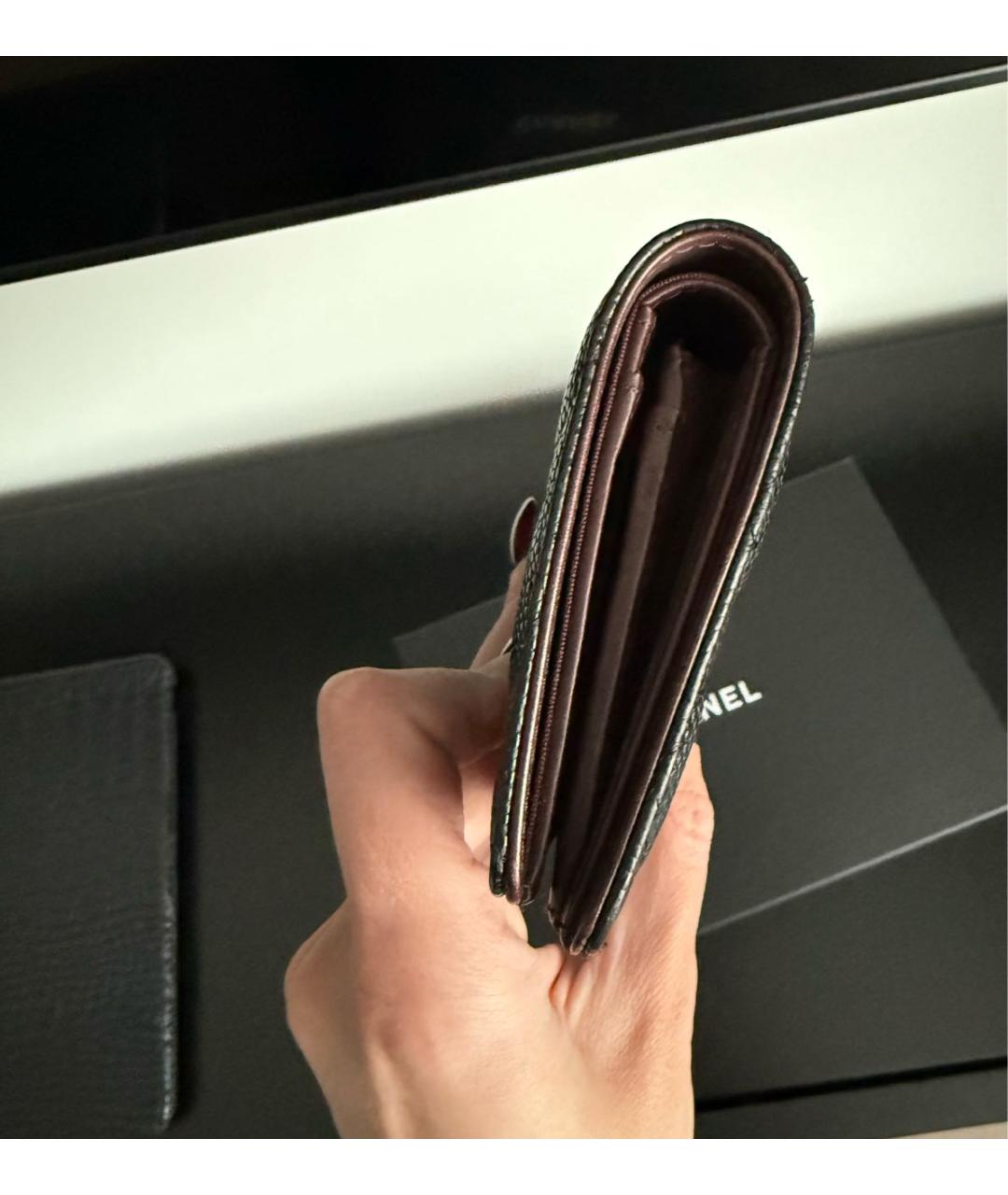 CHANEL Черный кожаный кошелек, фото 5
