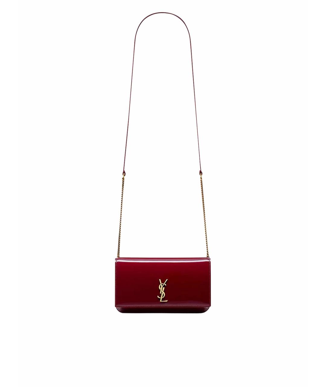 SAINT LAURENT Бордовая сумка через плечо из лакированной кожи, фото 1