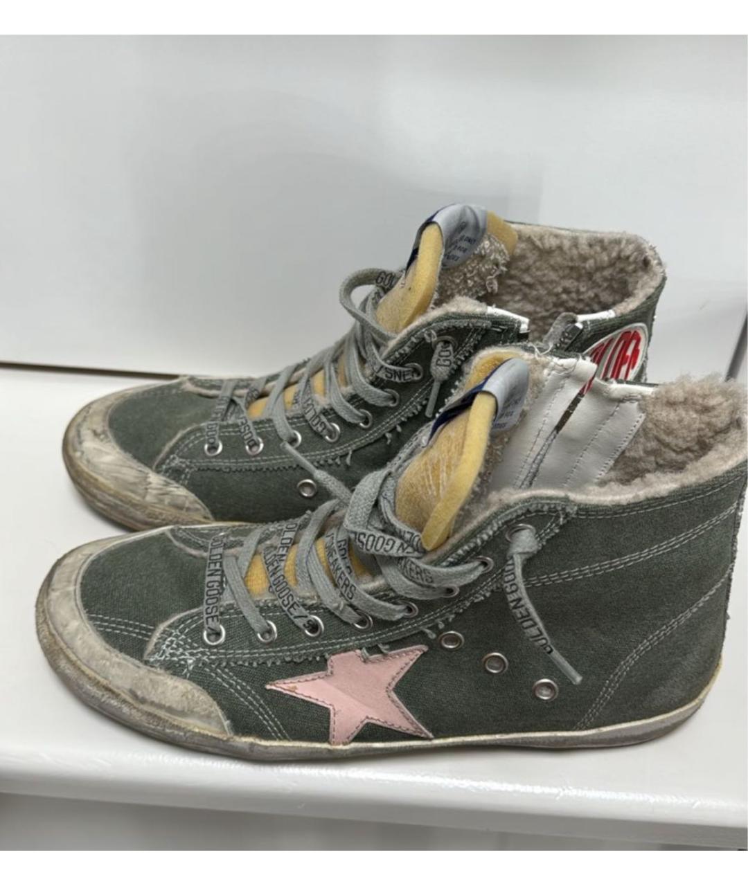 GOLDEN GOOSE DELUXE BRAND Хаки текстильные кроссовки, фото 7