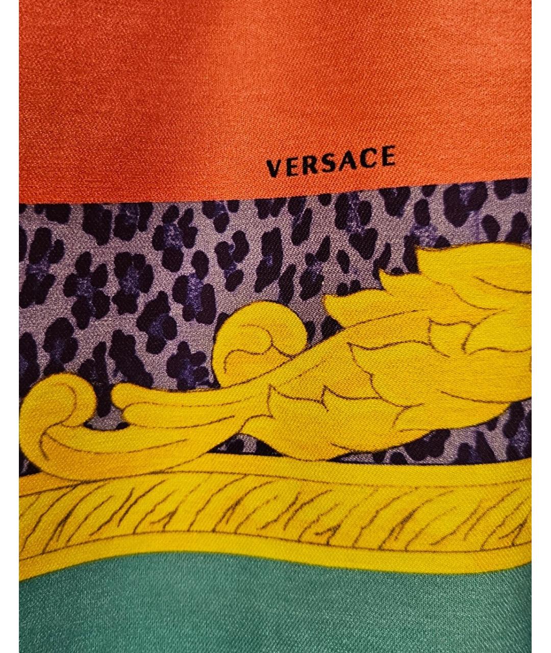 VERSACE Мульти льняное повседневное платье, фото 5