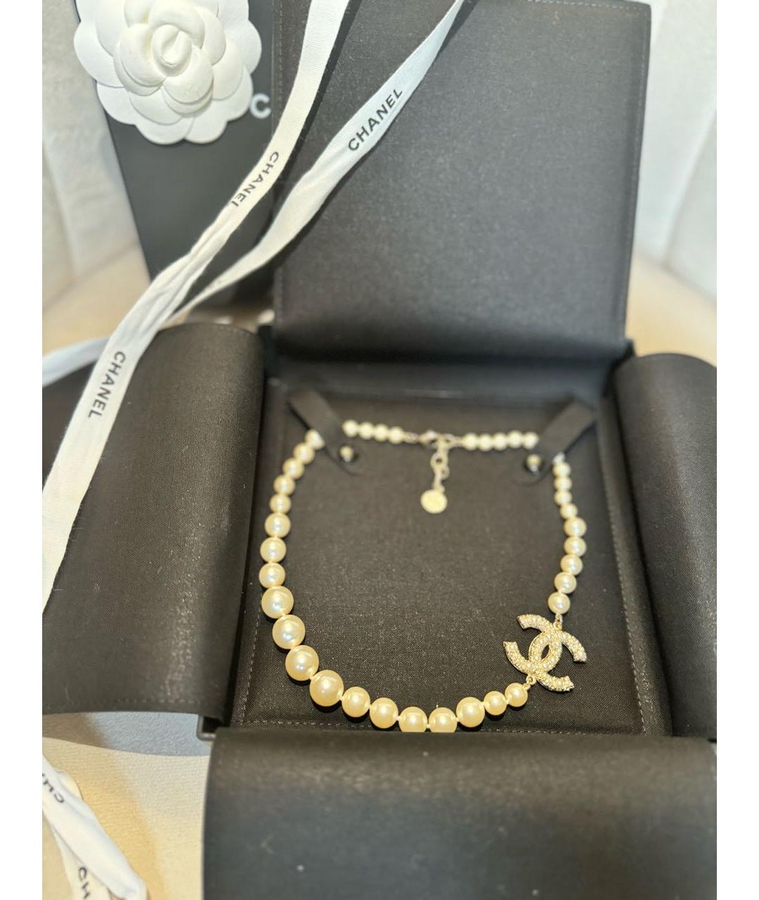 CHANEL Белое жемчужное колье, фото 2