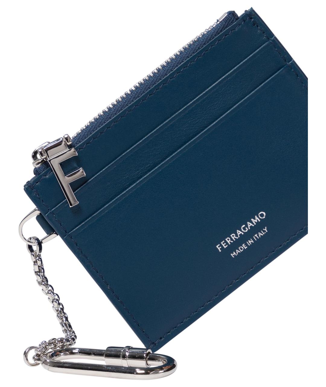 FERRAGAMO Синий кожаный кардхолдер, фото 4