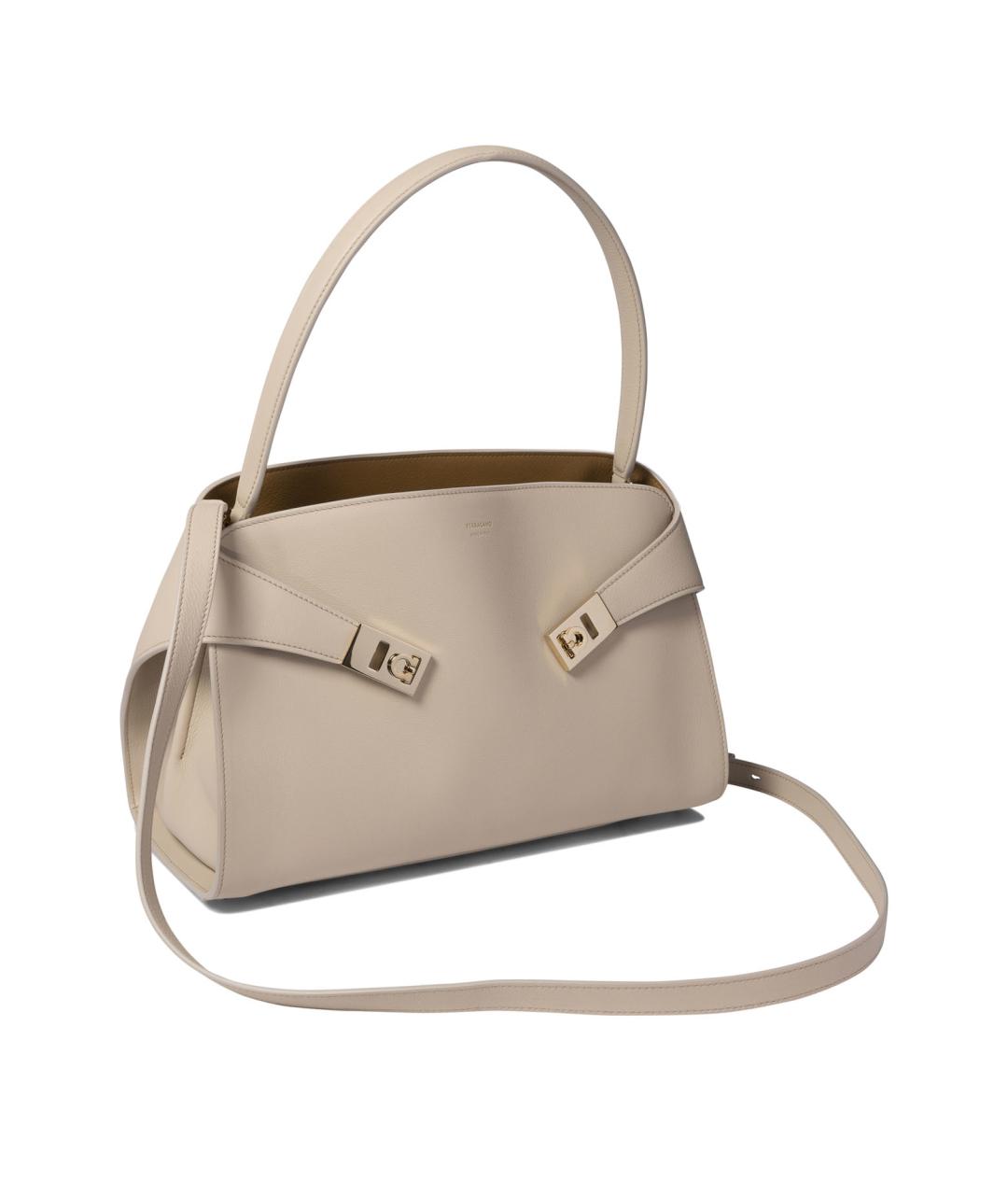 FERRAGAMO Бежевая кожаная сумка тоут, фото 2