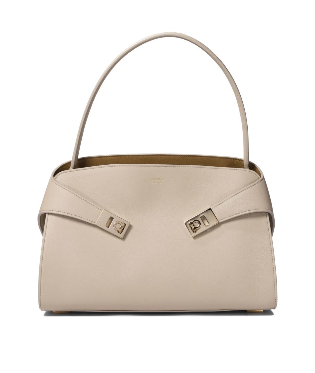FERRAGAMO Бежевая кожаная сумка тоут, фото 1