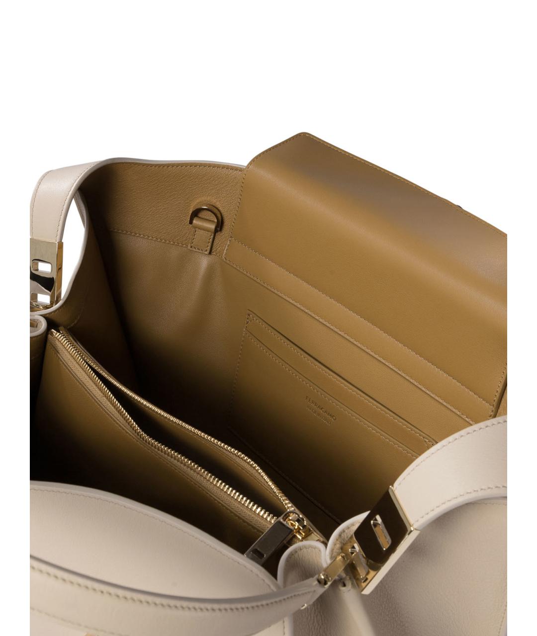 FERRAGAMO Бежевая кожаная сумка тоут, фото 5