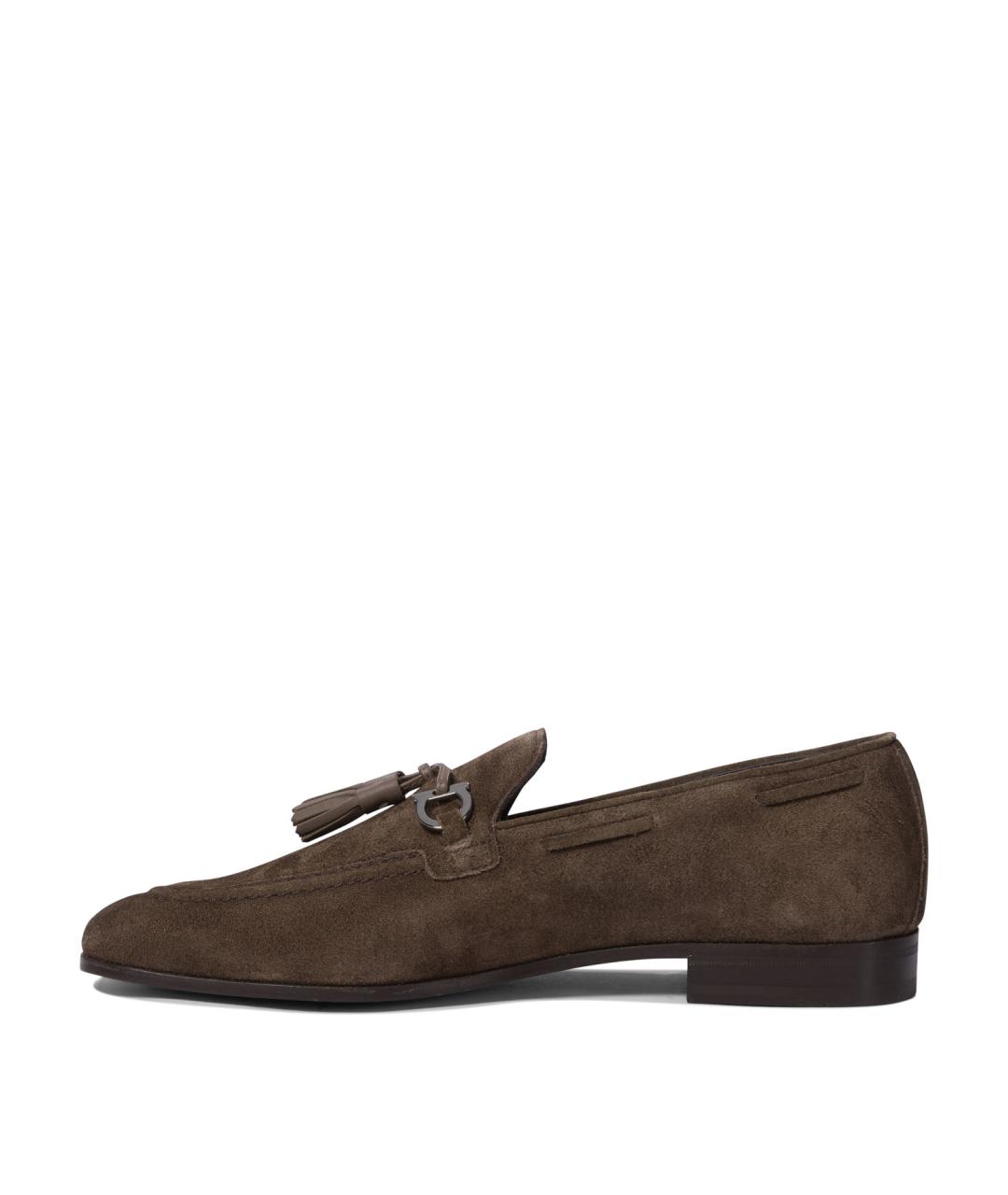 FERRAGAMO Коричневые замшевые лоферы, фото 3